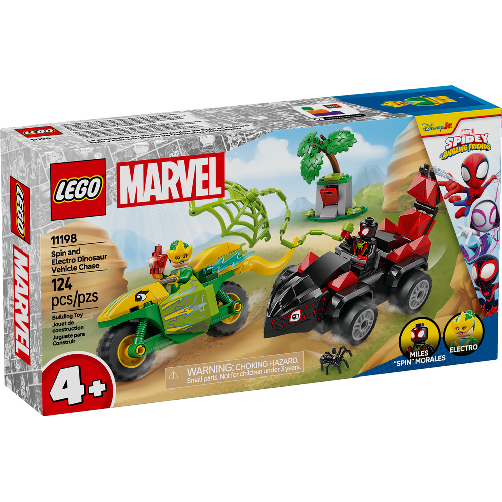 Spin y Electro: Duelo de Vehículos Dinosaurio