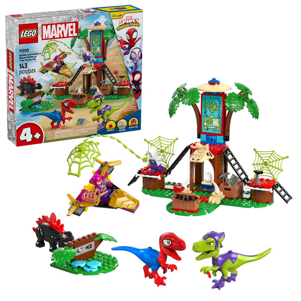 Spidey y Gobby: Batalla de Raptores en la Base de la Casa del Árbol