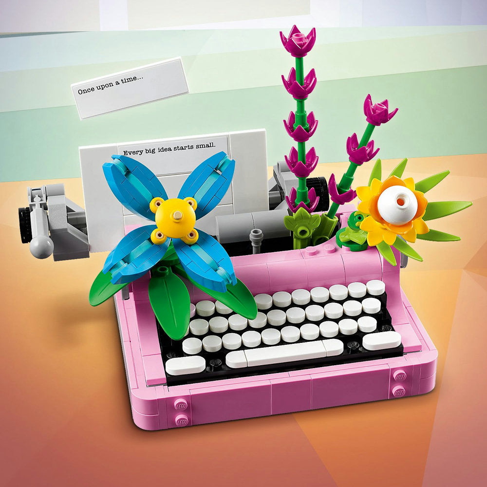 Máquina de Escribir con Flores