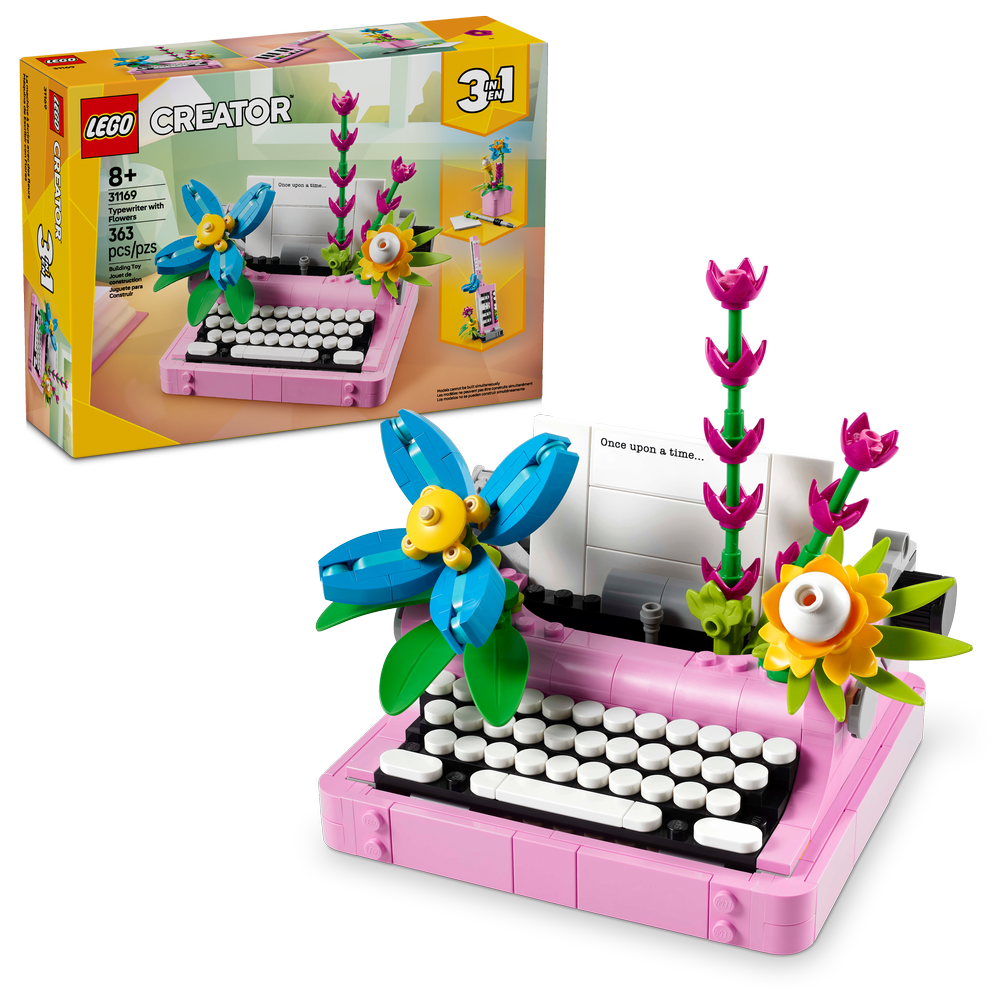 Máquina de Escribir con Flores
