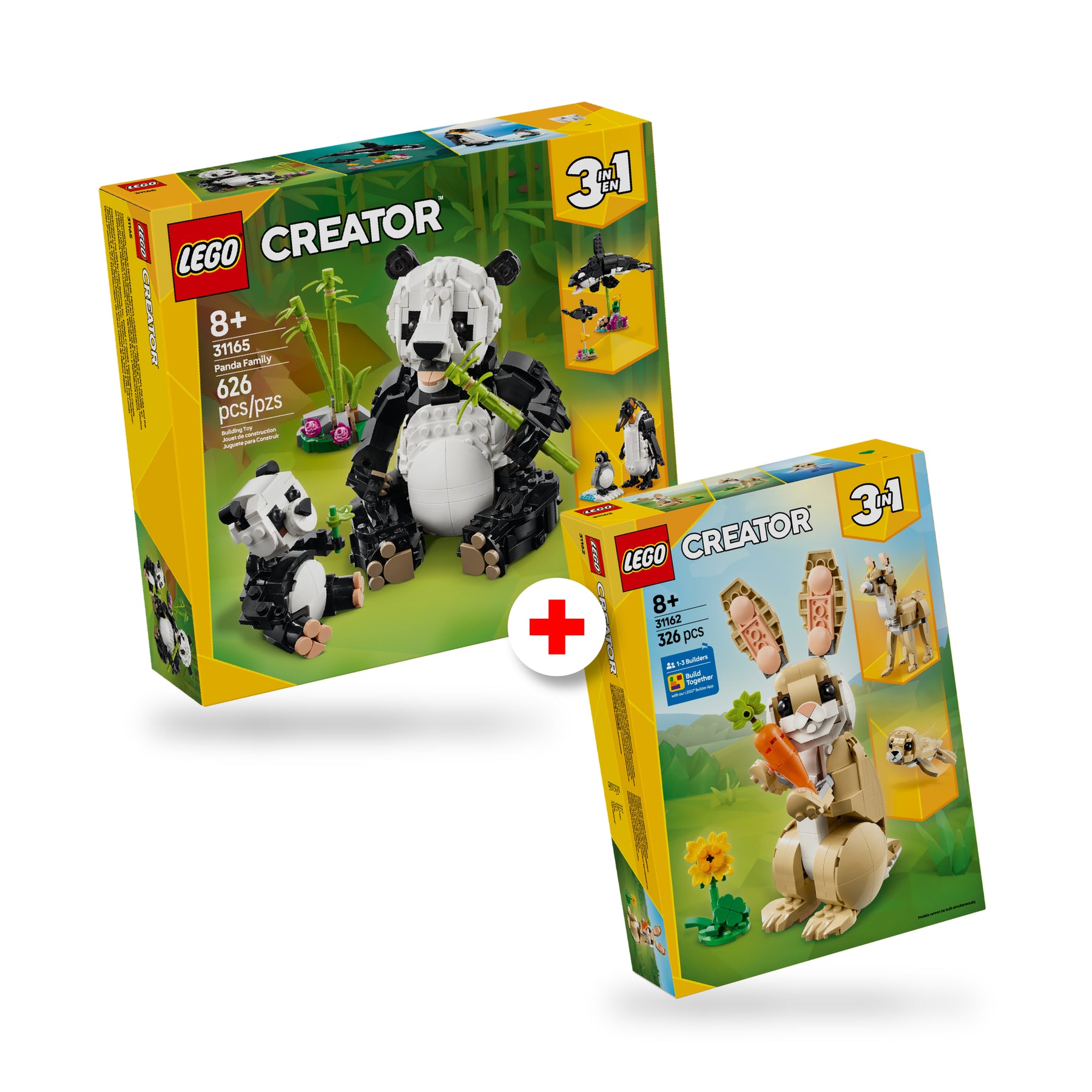 Combo Creator: Fauna Salvaje: Familia de Pandas (31165) y Lindo Conejito (31162)
