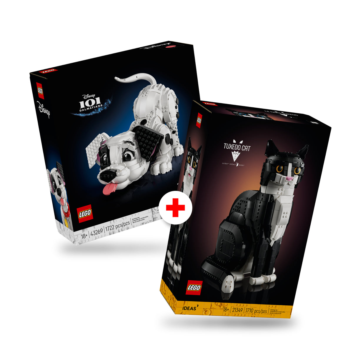Combo Mascotas LEGO: Cachorro de 101 Dálmatas (43269) y Gato Bicolor (21349)