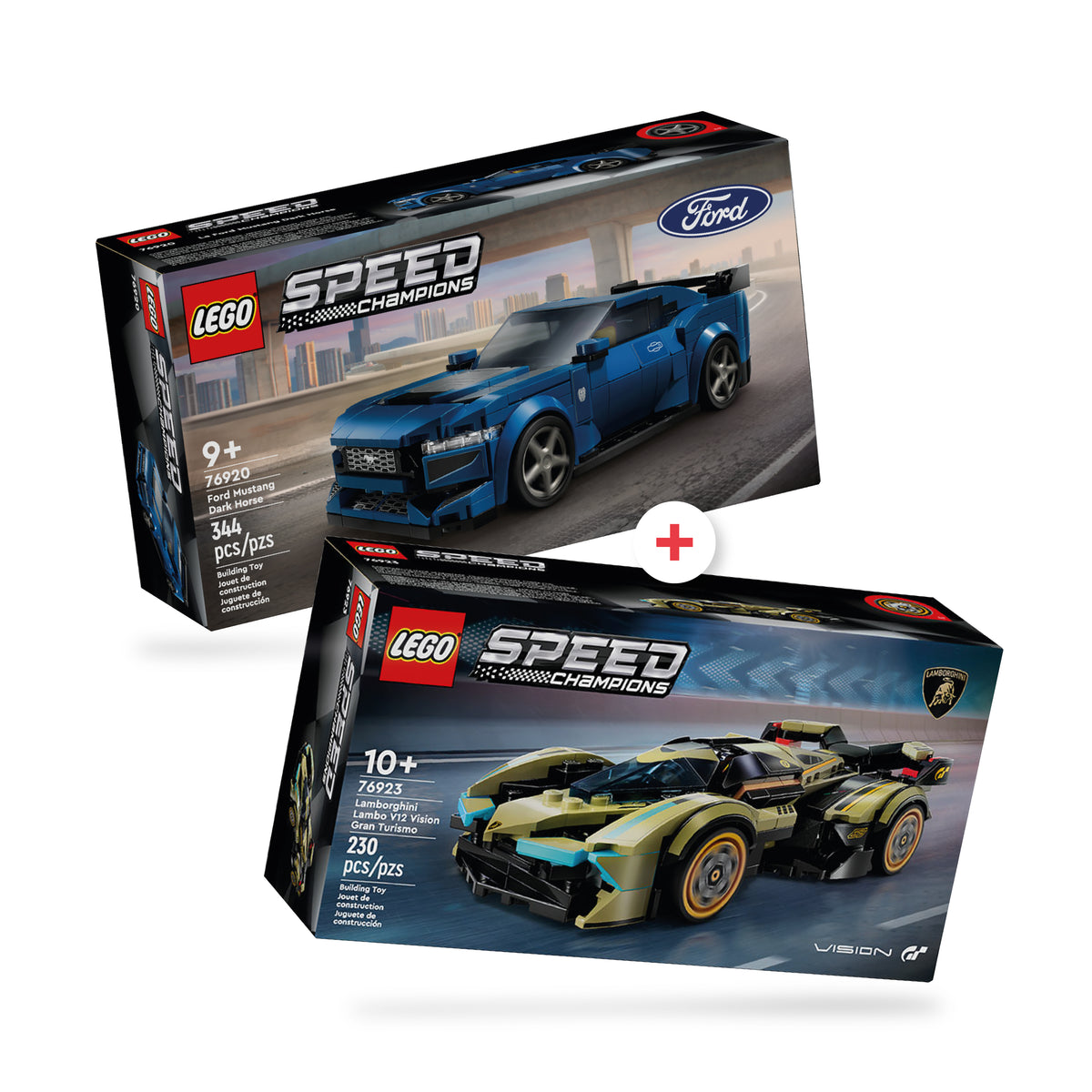 Combo Speed Champions: Deportivo Ford Mustang Dark Horse (76920) y Superdeportivo Lamborghini Lambo V12 Vision GT (76923)