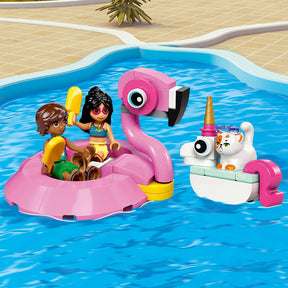 Fiesta en la Piscina con Flamenco y Unicornio