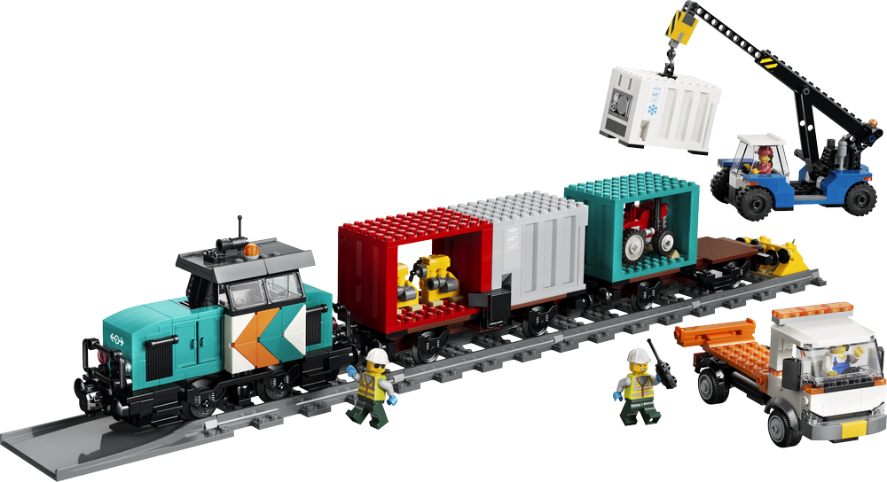 Tren de Mercancías del Puerto con Grúa y Camión