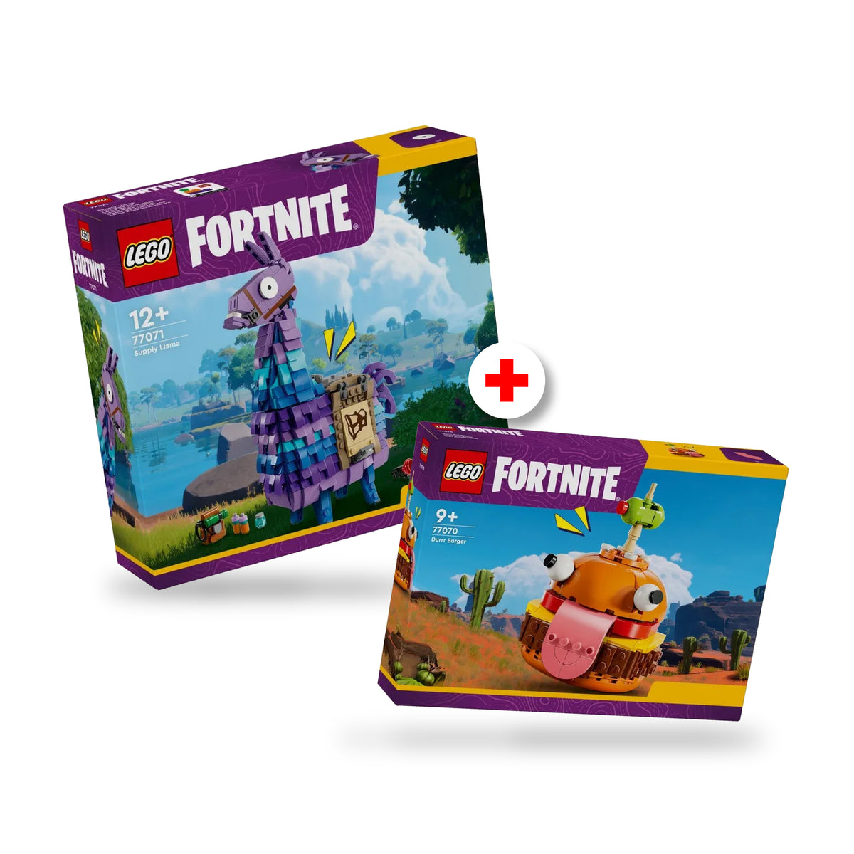 Combo Épico Fortnite: Llama de suministros (77071) y Hamburrrguesa (77070)