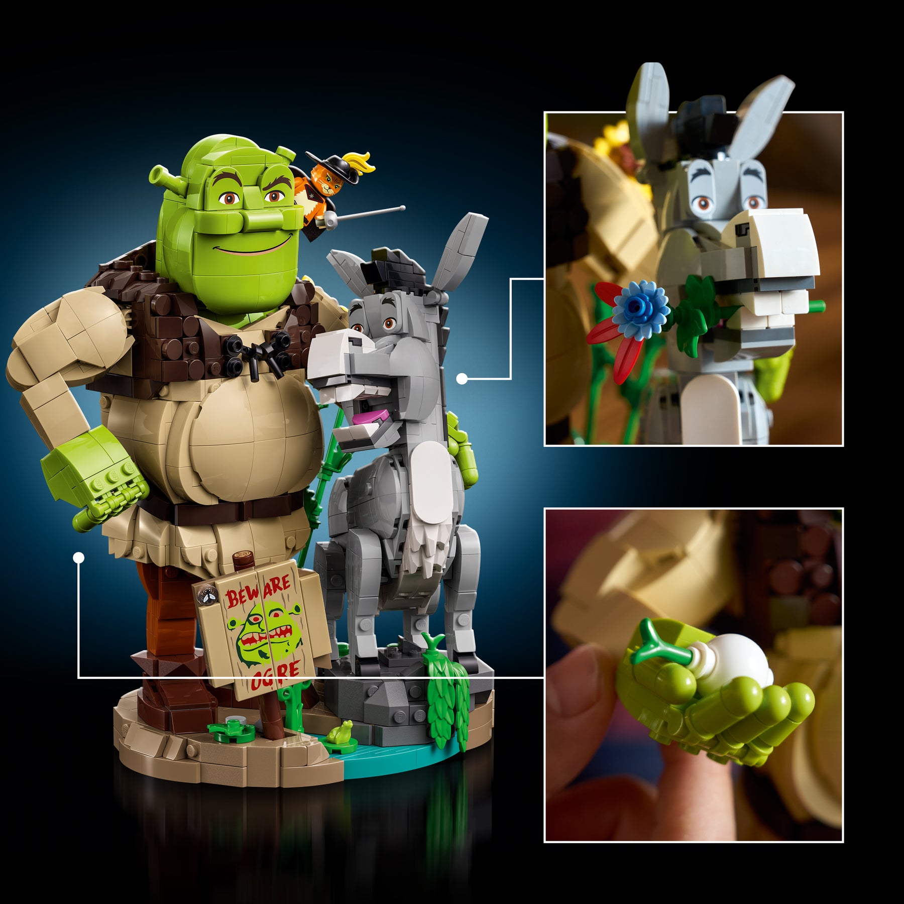 Shrek, Burro y Gato con Botas