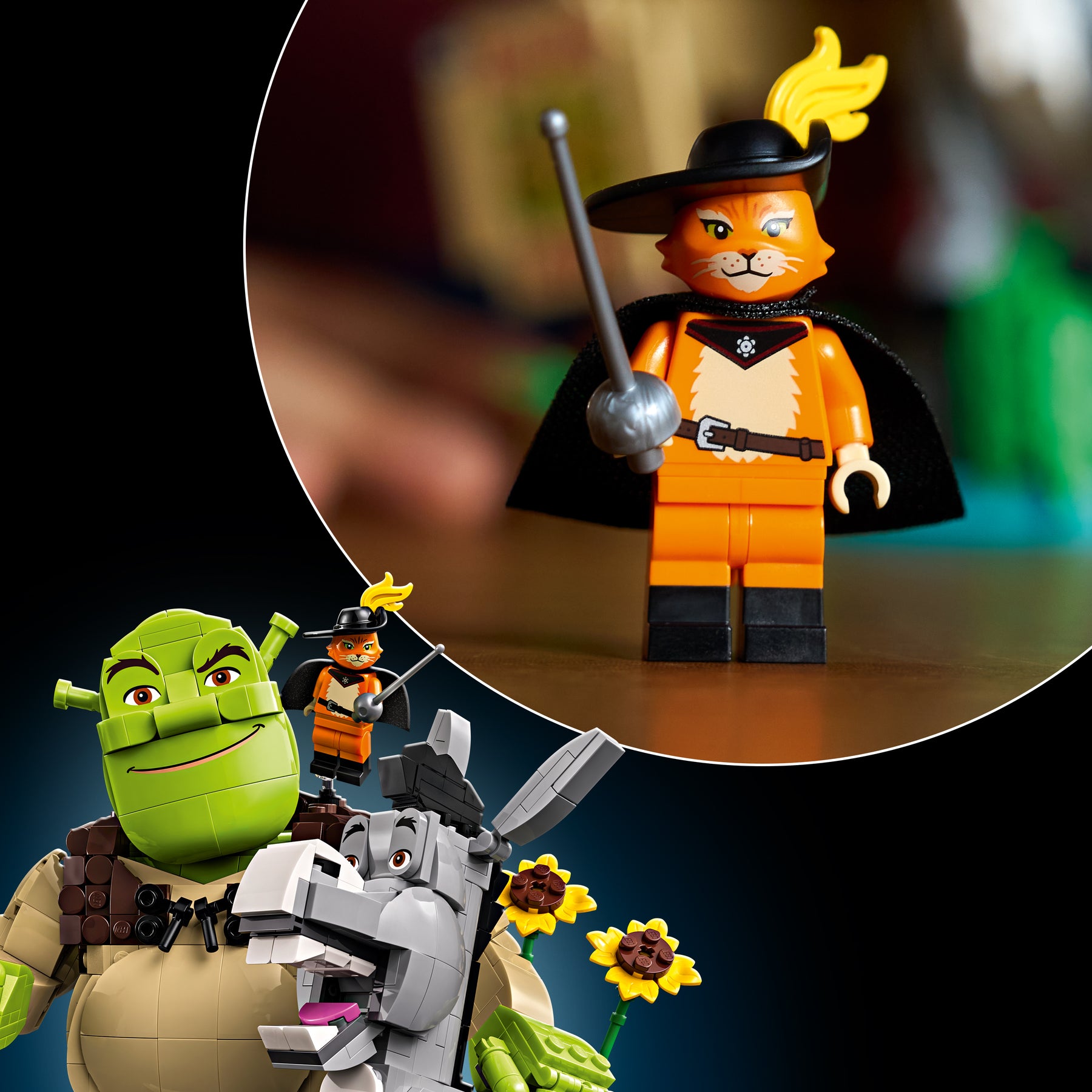 Shrek, Burro y Gato con Botas