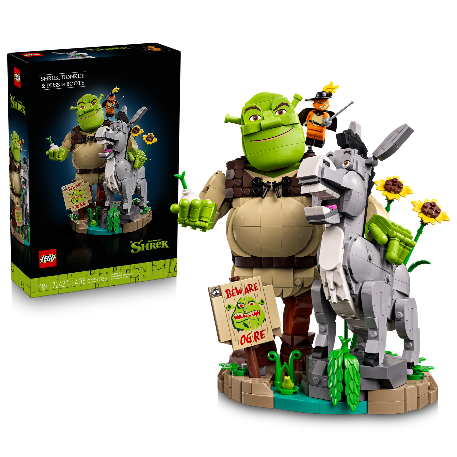 Shrek, Burro y Gato con Botas