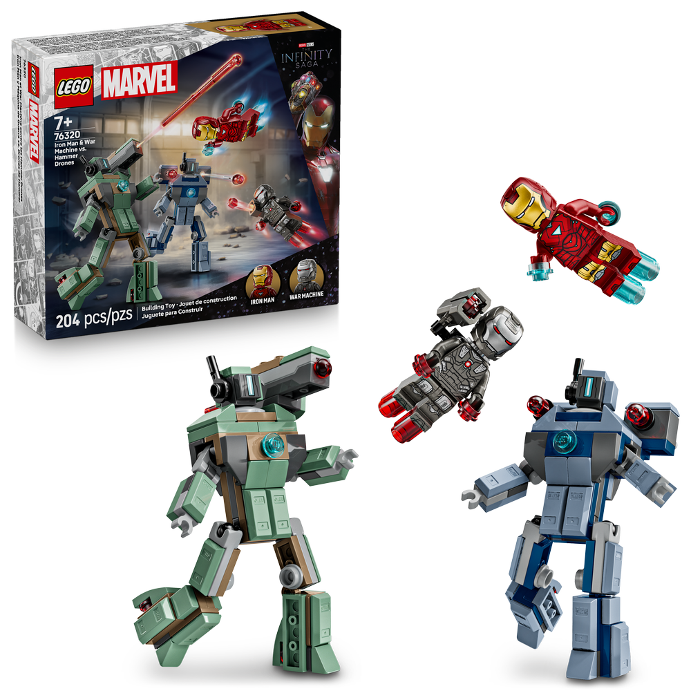 Iron Man y Máquina de Guerra vs. Drones de Hammer