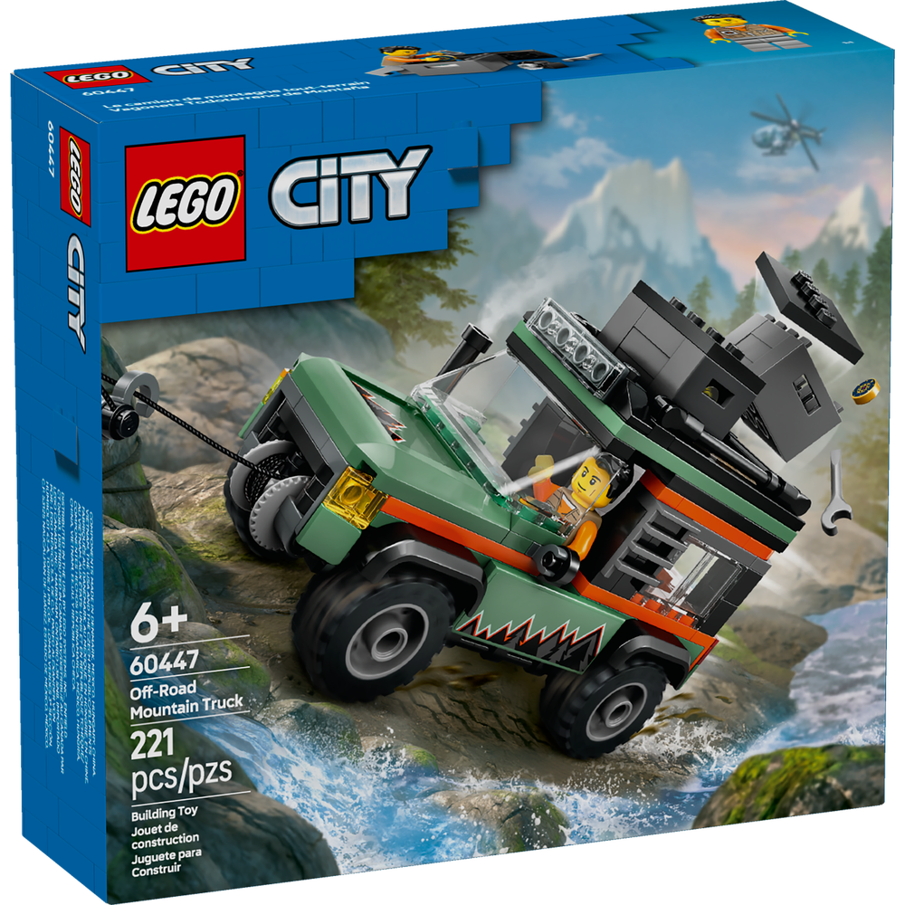 LEGO City Todoterreno 4x4 de Montaña 60447 con minifigura de aventurero y equipo de exploración
