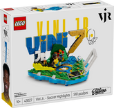 Set LEGO® Editions Vini Jr.: Fenómenos del Fútbol 43027 con minifigura de Vinicius Junior, colores de Brasil y decoración coleccionable para fans del fútbol.
