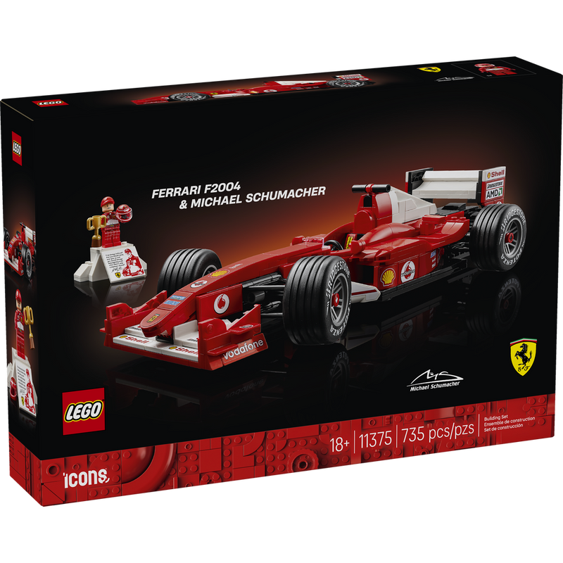 LEGO Icons Ferrari F2004 y Michael Schumacher 11375 coche Formula 1 coleccionable para adultos