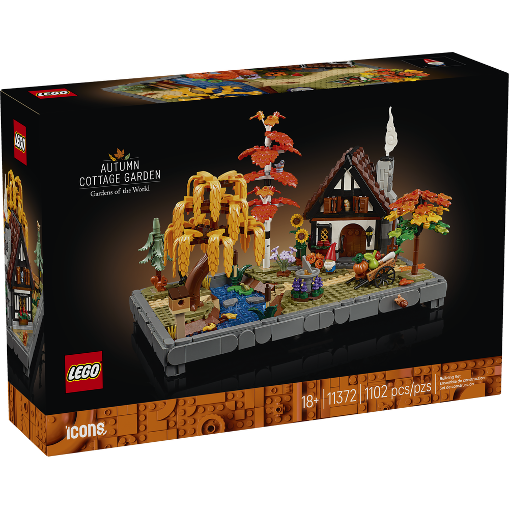 Set LEGO® Icons jardín otoñal con casa, árboles y animales del bosque