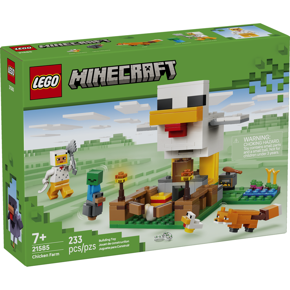 Set LEGO® Minecraft gallinero con gallinas, zorro y zombi bebé
