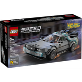 LEGO® Speed Champions Máquina del Tiempo de Regreso al Futuro 77256 con minifiguras de Doc Brown y Marty McFly, convertible en dos versiones icónicas del DeLorean.