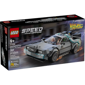 LEGO® Speed Champions Máquina del Tiempo de Regreso al Futuro 77256 con minifiguras de Doc Brown y Marty McFly, convertible en dos versiones icónicas del DeLorean.