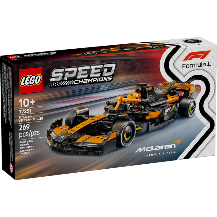 LEGO® Speed Champions McLaren MCL38 F1® 77251, coche de Fórmula 1 con minifigura de piloto McLaren y detalles realistas para niños desde 10 años