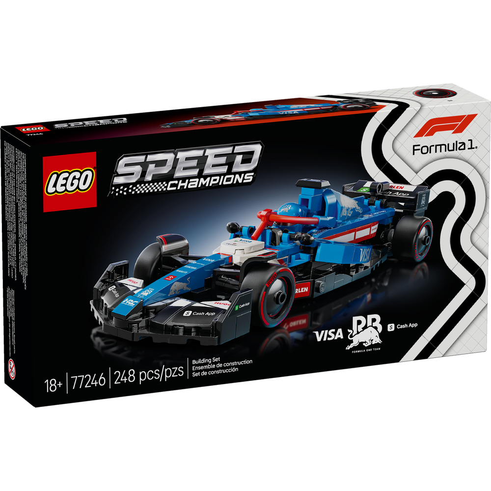 Maqueta LEGO Speed Champions RB VCARB 01 F1 77246 con diseño 2024, halo, alerón trasero y minifigura de piloto