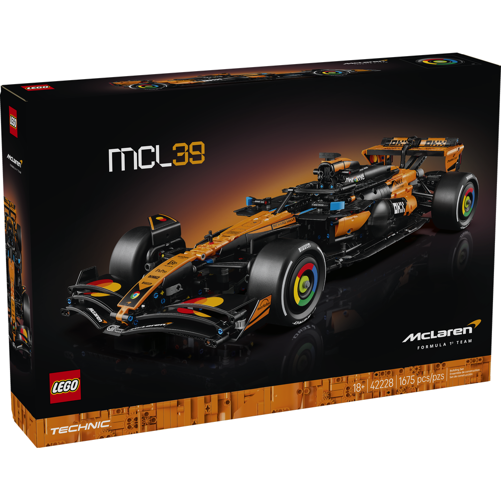 LEGO Technic Auto McLaren MCL39 F1 42228 modelo de Fórmula 1 a escala 1:8 con detalles realistas y motor V6 para adultos