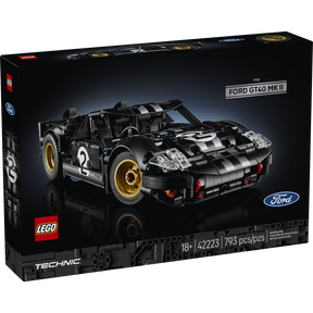LEGO Technic Ford GT40 MKII 1966 42223 maqueta auto clásico negro y plata con motor V8 y puertas abatibles