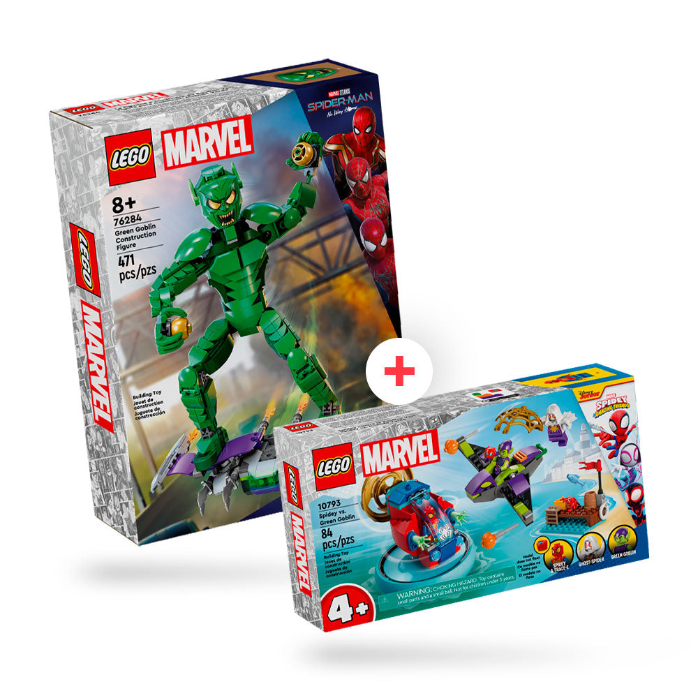 Combo Super Heroes: Figura para Construir: Duende Verde (76284) y Spidey vs. Duende Verde (10793)