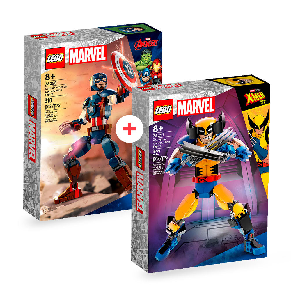 Combo Super Heroes: Figura para Construir: Wolverine (76257) y Figura para Construir: Capitán América (76258)