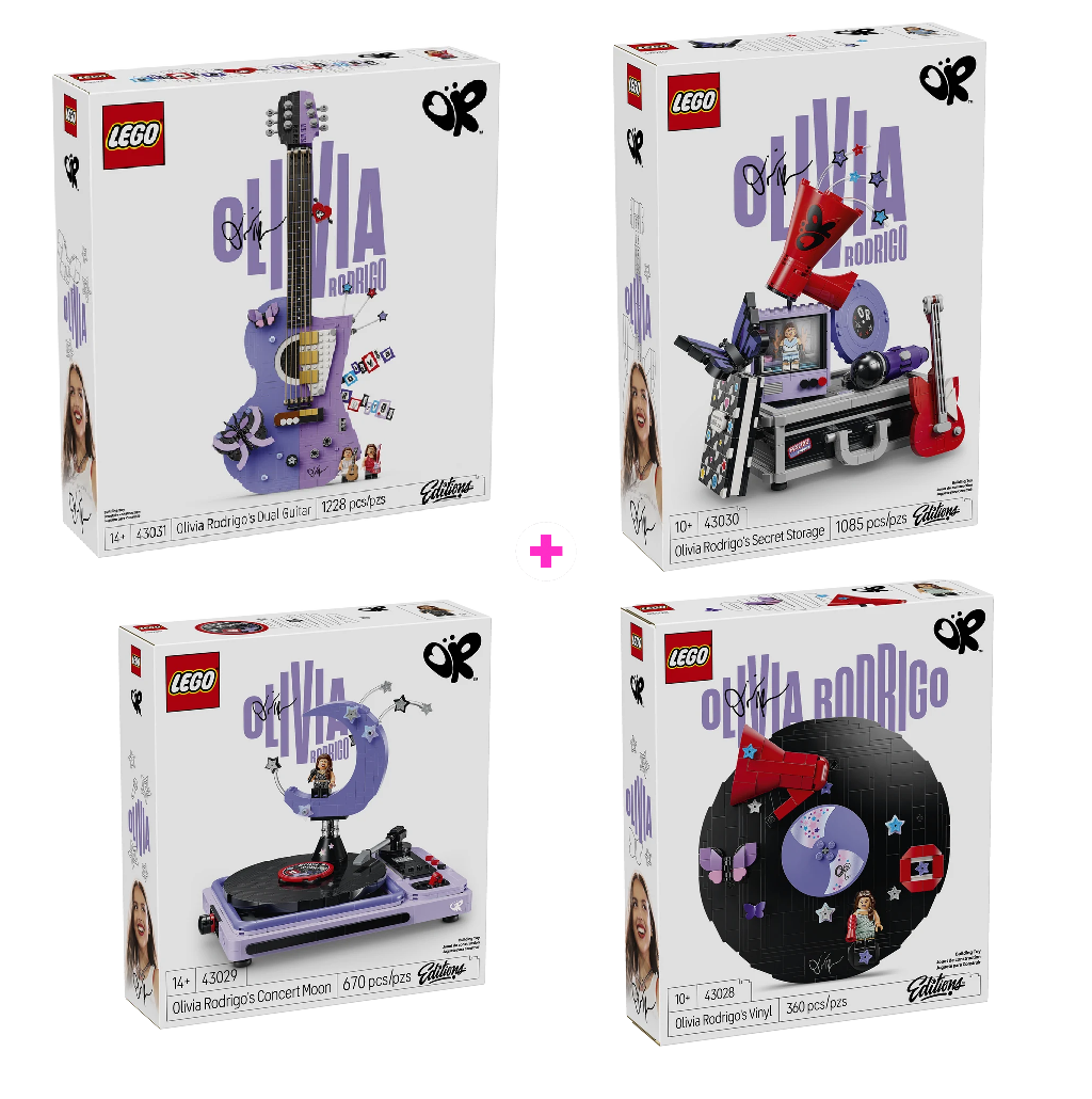 Combo Olivia Rodrigo: Guitarra Doble de Olivia Rodrigo (43031) + Almacén Secreto de Olivia Rodrigo (43030) + Luna de Concierto de Olivia Rodrigo (43029) + Vinilo de Olivia Rodrigo (43028)