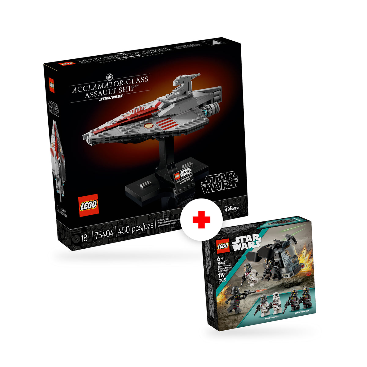 Combo Star Wars: Nave de Asalto Clase Acclamator (75404) y Pack de Combate: Soldado de la Muerte y Soldado de la Noche (75412)