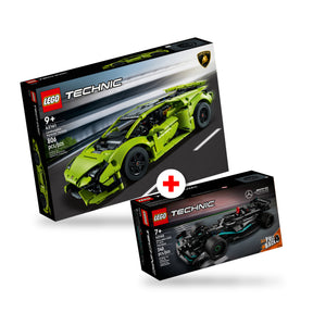 Combo Technic: Lamborghini Huracán Tecnica (42161) y Mercedes-AMG F1 W14 E Performance Pull-Back (42165)