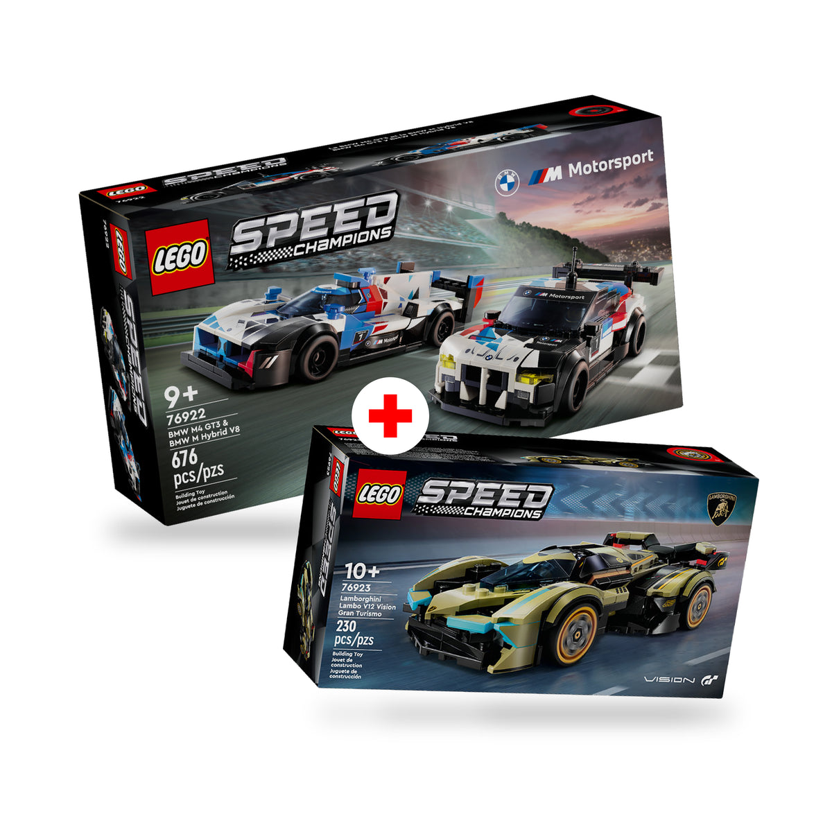 Combo Speed Champions: Coches de Carreras BMW M4 GT3 y BMW M Hybrid V8 (76922) y Superdeportivo Lamborghini Lambo V12 Vision GT (76923)