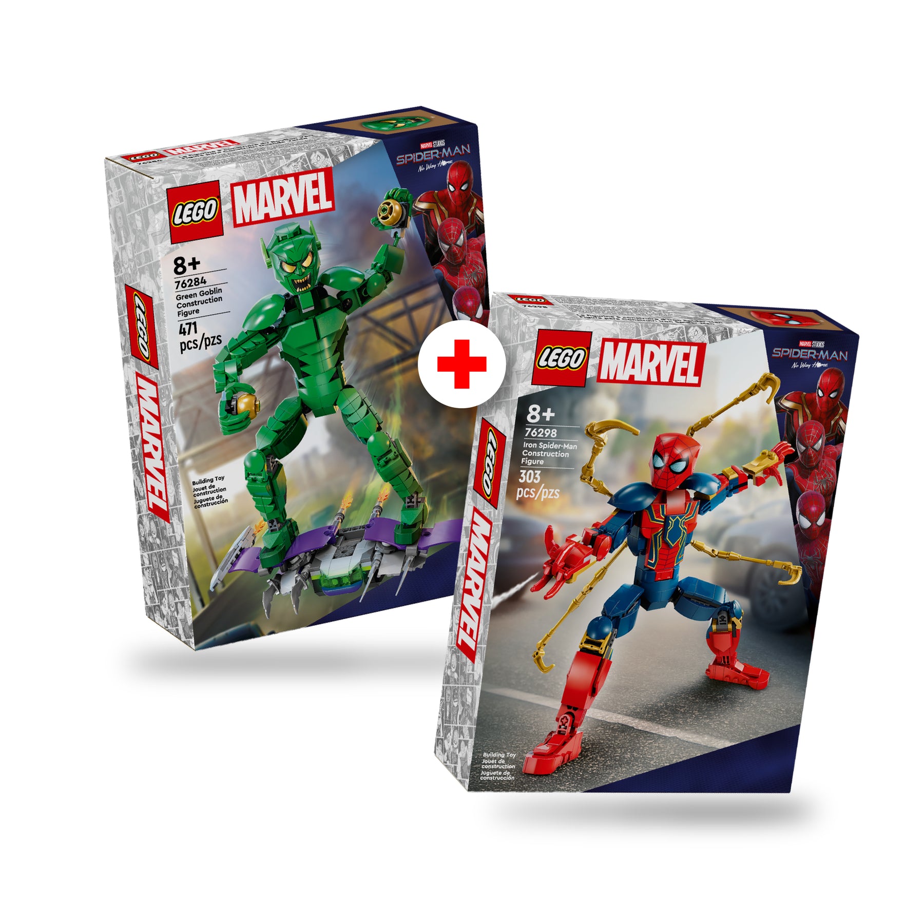 Combo Super Heroes: Figura para Construir: Duende Verde (76284) y Figura para Construir: Iron Spider-Man (76298)