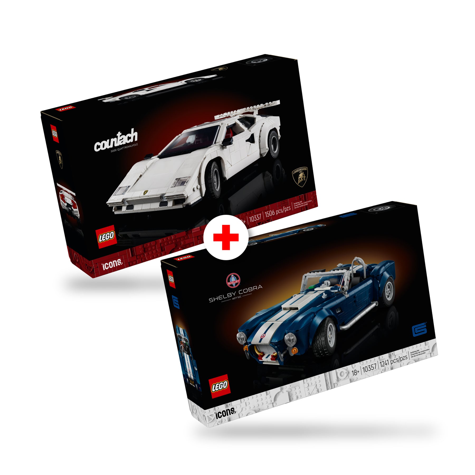 Combo Icons: Lamborghini Countach 5000 Quattrovalvole (10337) y Shelby Cobra 427 S/C (10357)