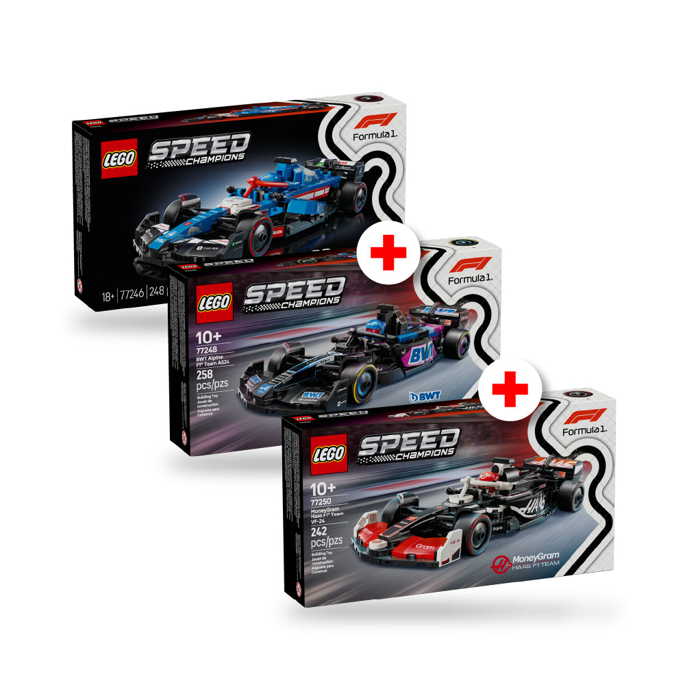 Combo Speed Champions 1: Auto de Carreras Visa Cash App RB VCARB 01 F1® (77246) + Auto de Carreras MoneyGram Haas F1® Team VF-24 (77250) + Auto de Carreras BWT Alpine F1® Team A524 (77248)