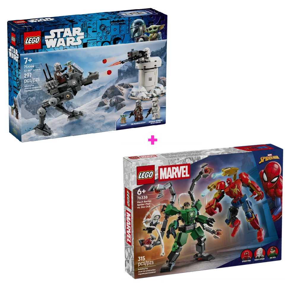 Combo Super Historias 2: Ataque del AT-RT (75444) y Batalla de Armaduras Robóticas: Spider-Man vs. Doc Ock (76338)
