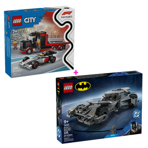 Combo Súper Historias 3: Camión de Exposición de F1® con Coche de Carreras Audi F1® (60493) y Batmóvil de Batman v Superman™ (76331)