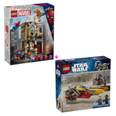 Combo Súper Historias 4: Apartamento de Peter Parker (76317) y Speeder de Cobb Vanth (75437)