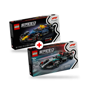 Combo Potencia sin Límites F1: Auto de Carreras Oracle Red Bull Racing RB20 F1® (77243) y Auto de Carreras Mercedes-AMG F1® W15 (77244)