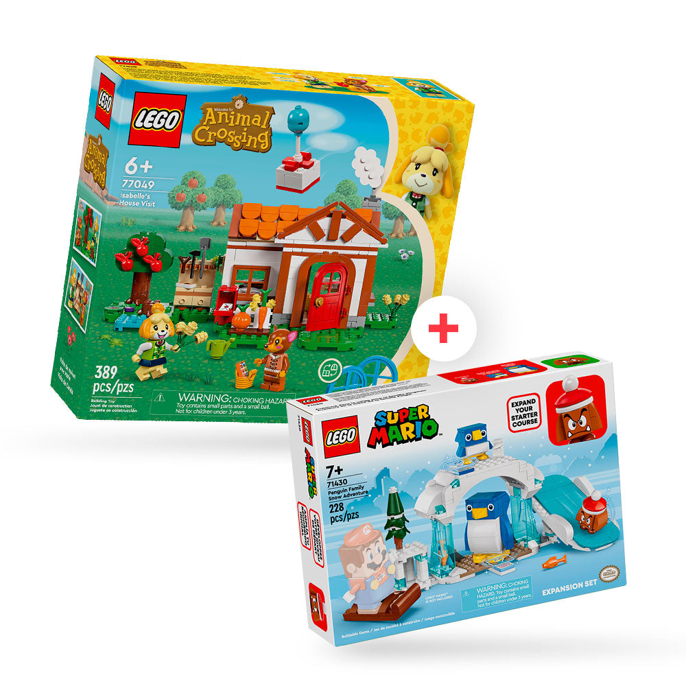 Combo Gaming 1: LEGO® Super Mario™ Set de Expansión: Aventura en la nieve de la familia Pingüi (71430) y Animal Crossing™ La visita de Canela (77049)